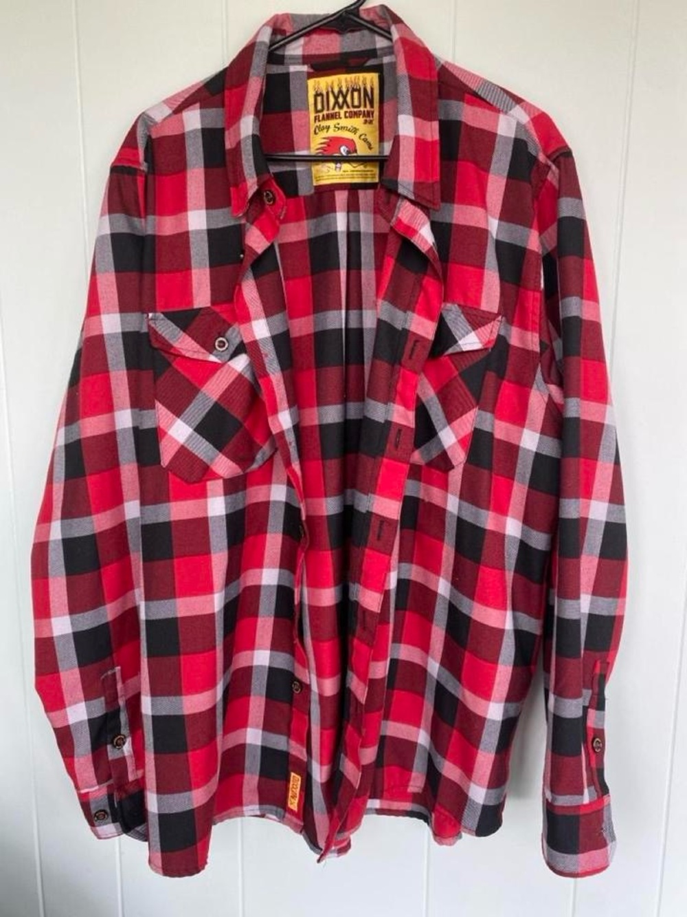 DIXXON Red Black and White Plaid Button-Up Shirt